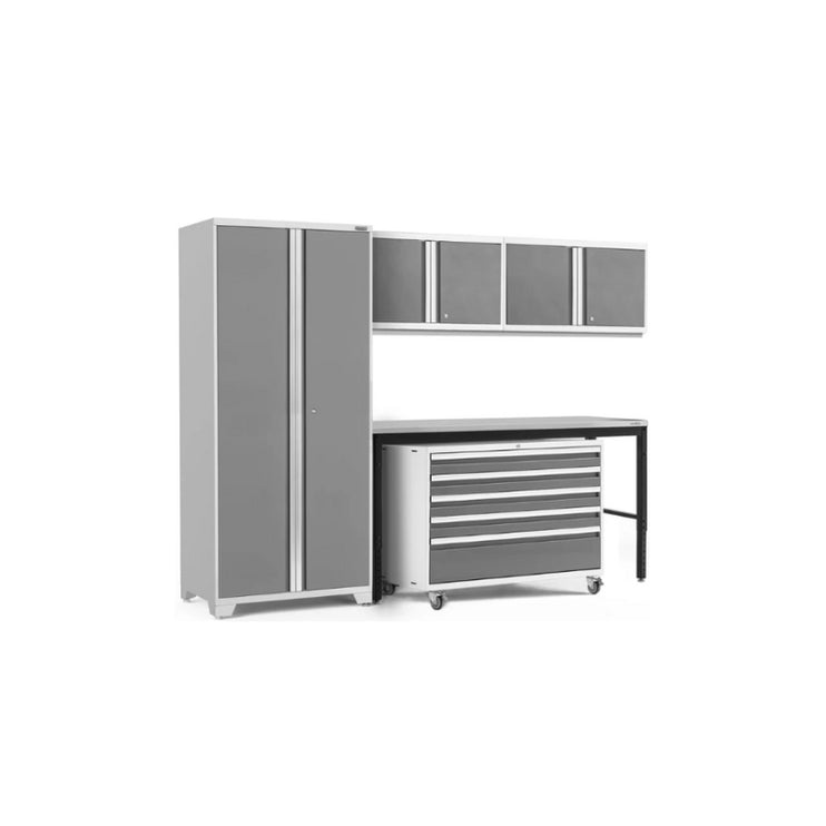 NewAge | Pro Series 5 Piece Cabinet Set with Wall, Tool Cabinet, Locker and 84 in. Workbench