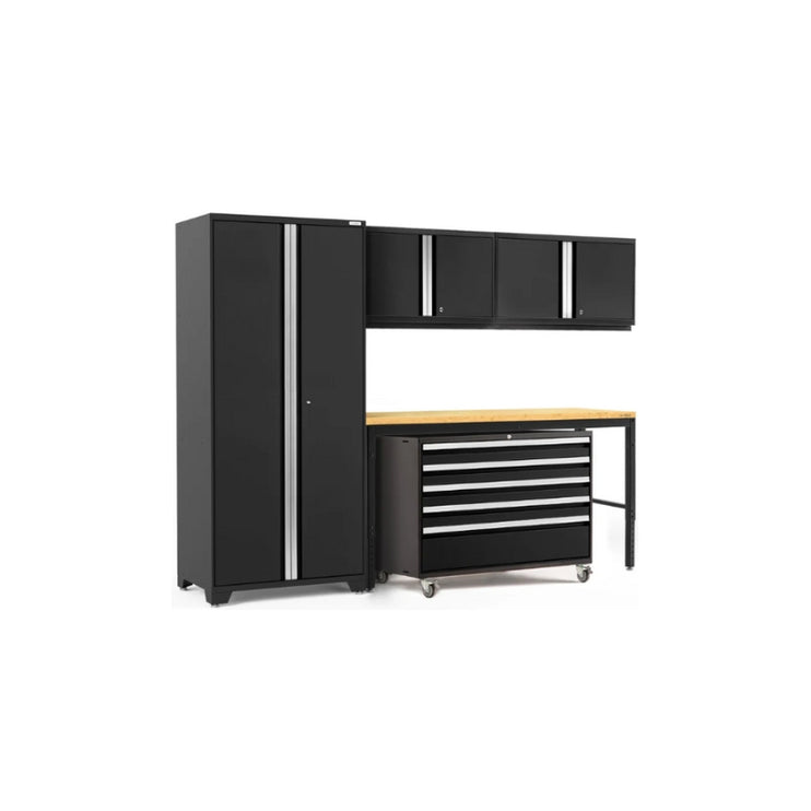 NewAge | Pro Series 5 Piece Cabinet Set with Wall, Tool Cabinet, Locker and 84 in. Workbench