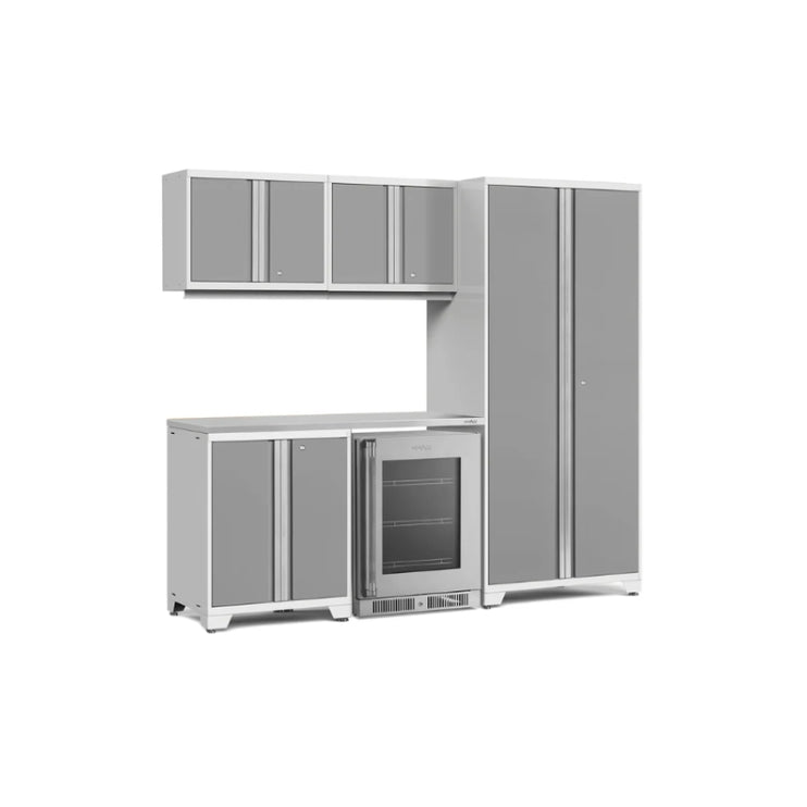 NewAge | Pro Series 6 Piece Cabinet Set with Base, Wall Cabinet, Locker and Glass Door Fridge
