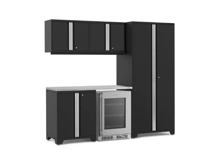 NewAge | Pro Series 6 Piece Cabinet Set with Base, Wall Cabinet, Locker and Glass Door Fridge