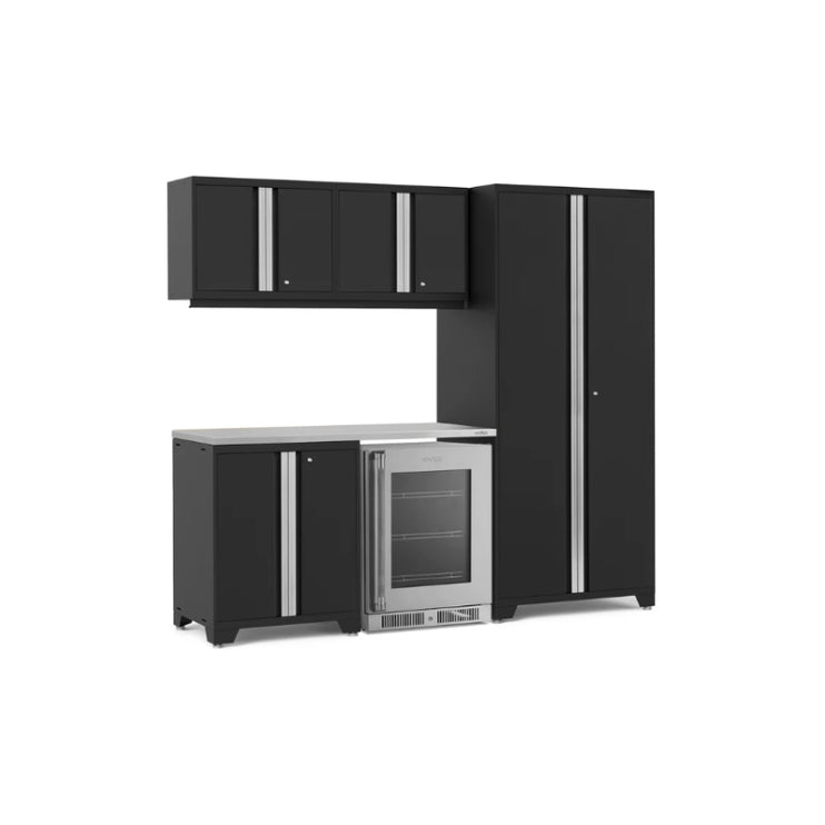 NewAge | Pro Series 6 Piece Cabinet Set with Base, Wall Cabinet, Locker and Glass Door Fridge