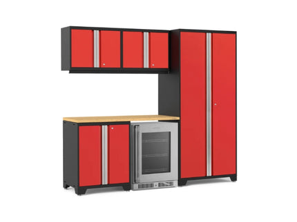 NewAge | Pro Series 6 Piece Cabinet Set with Base, Wall Cabinet, Locker and Glass Door Fridge