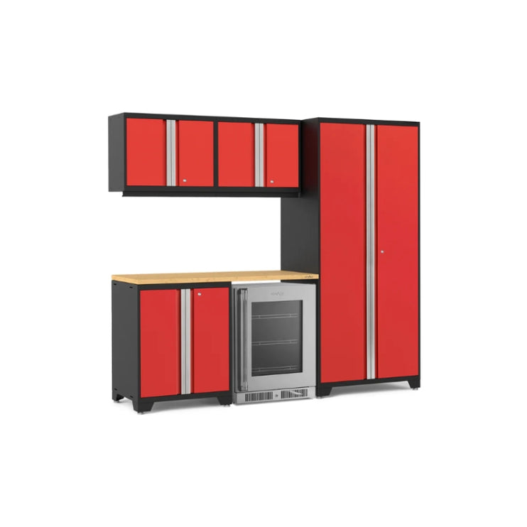 NewAge | Pro Series 6 Piece Cabinet Set with Base, Wall Cabinet, Locker and Glass Door Fridge
