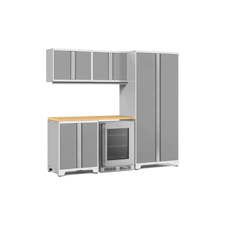 NewAge | Pro Series 6 Piece Cabinet Set with Base, Wall Cabinet, Locker and Glass Door Fridge