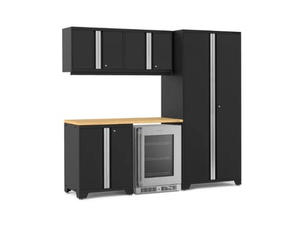 NewAge | Pro Series 6 Piece Cabinet Set with Base, Wall Cabinet, Locker and Glass Door Fridge