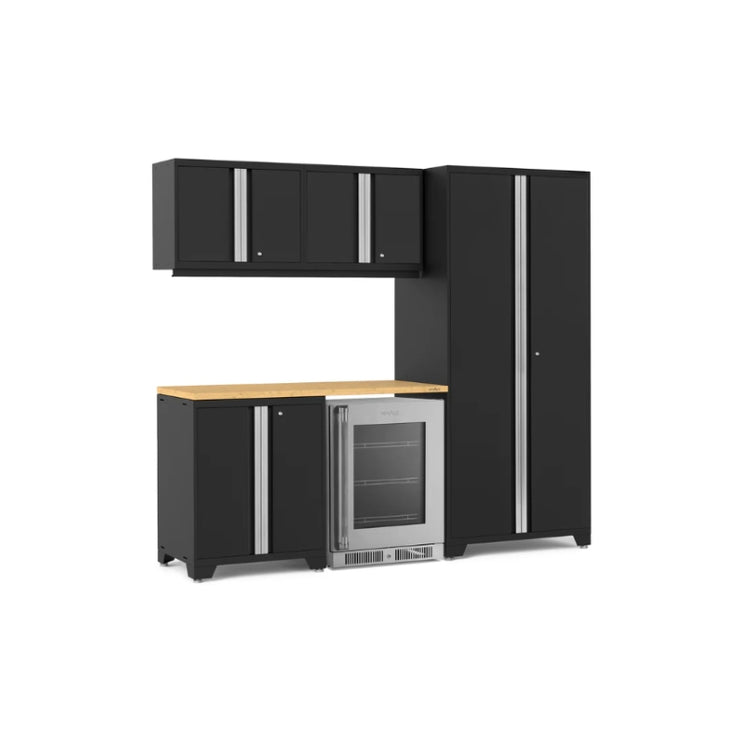 NewAge | Pro Series 6 Piece Cabinet Set with Base, Wall Cabinet, Locker and Glass Door Fridge