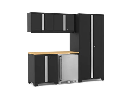 NewAge | Pro Series 6 Piece Cabinet Set with Base, Wall Cabinet, Locker and Stainless Steel Door Fridge