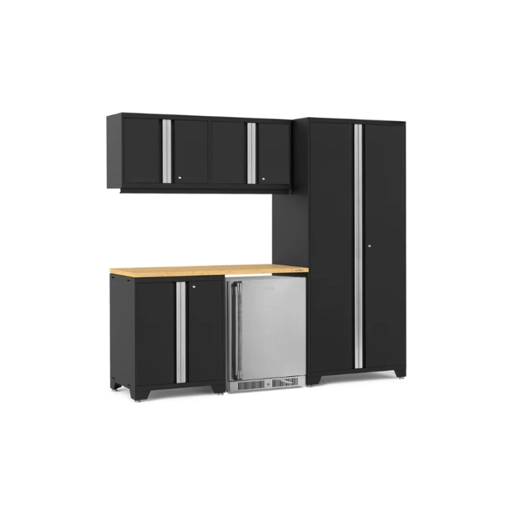 NewAge | Pro Series 6 Piece Cabinet Set with Base, Wall Cabinet, Locker and Stainless Steel Door Fridge