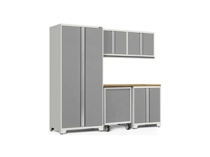 NewAge | Pro Series 6 Piece Cabinet Set with Base, Wall Cabinet, Locker and Utility Cart