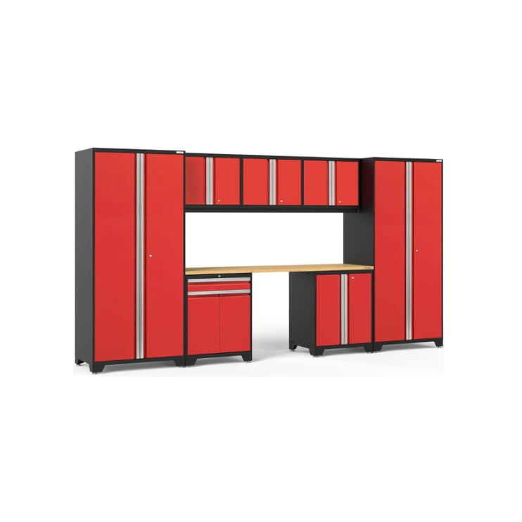 NewAge | Pro Series 8 Piece Cabinet Set with Wall, Base, Multi-Function Cabinet, Lockers and 84 in. Worktop