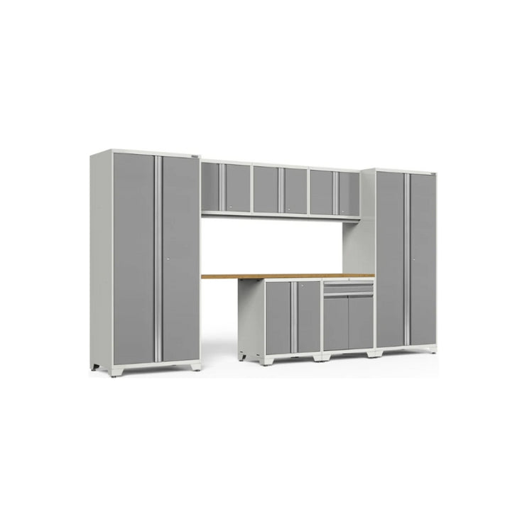 NewAge | Pro Series 8 Piece Cabinet Set with Wall, Base, Multi-Function Cabinet, Lockers and 84 in. Worktop