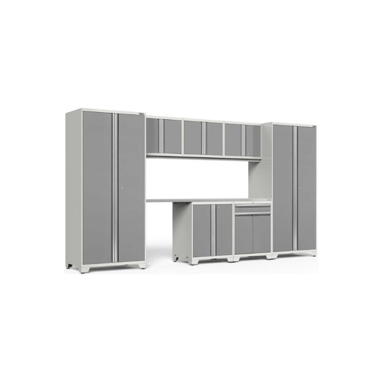 NewAge | Pro Series 8 Piece Cabinet Set with Wall, Base, Multi-Function Cabinet, Lockers and 84 in. Worktop