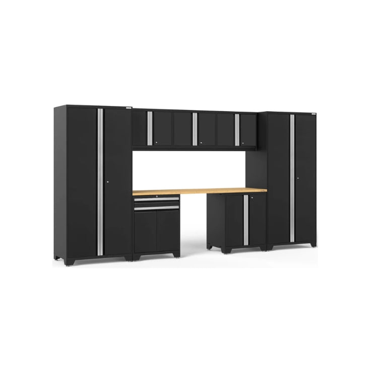 NewAge | Pro Series 8 Piece Cabinet Set with Wall, Base, Multi-Function Cabinet, Lockers and 84 in. Worktop