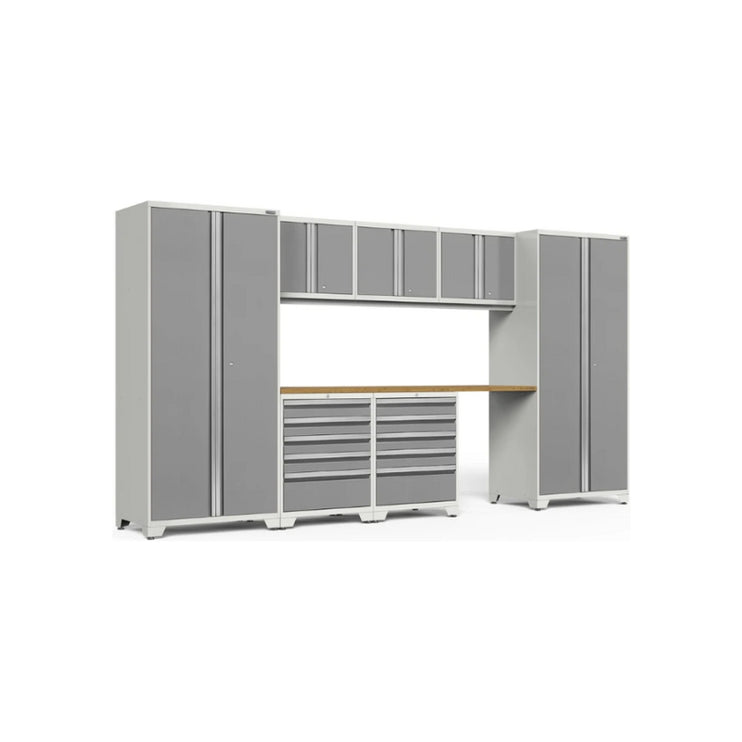 NewAge | Pro Series 8 Piece Cabinet Set with Wall, Tool Drawer Cabinets, Lockers and 84 in. Worktop