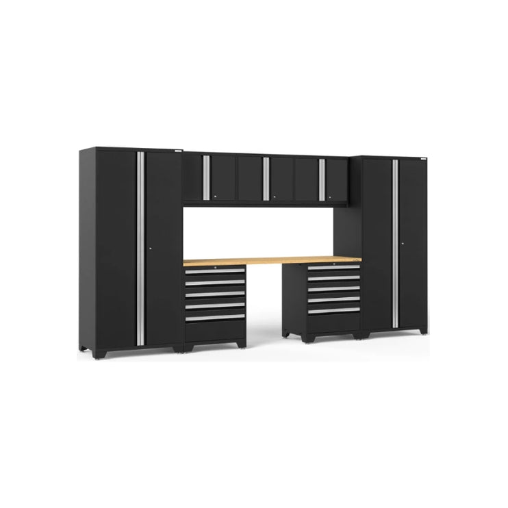 NewAge | Pro Series 8 Piece Cabinet Set with Wall, Tool Drawer Cabinets, Lockers and 84 in. Worktop