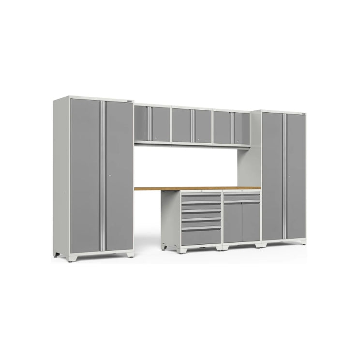 NewAge | Pro Series 8 Piece Cabinet Set with Wall, Tool Drawer, Multi-Function Cabinet, Lockers and 84 in. Worktop