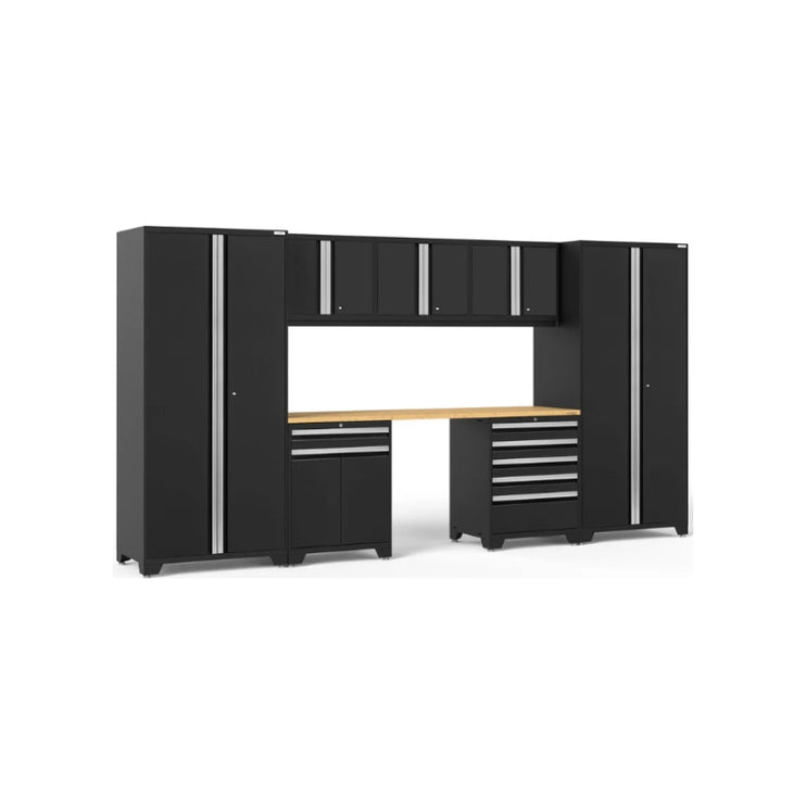 NewAge | Pro Series 8 Piece Cabinet Set with Wall, Tool Drawer, Multi-Function Cabinet, Lockers and 84 in. Worktop