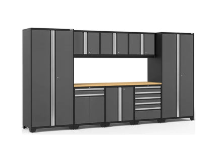 NewAge | Pro Series 9 Piece Cabinet Set with Wall, Base, Tool Drawer, Multi-Function Cabinet, Lockers, and 84 in. Worktop