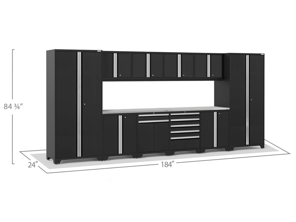 NewAge | Pro Series 12 Piece Cabinet Set with Lockers, Base, Wall, Tool Drawer Cabinet and 56 in. Worktop