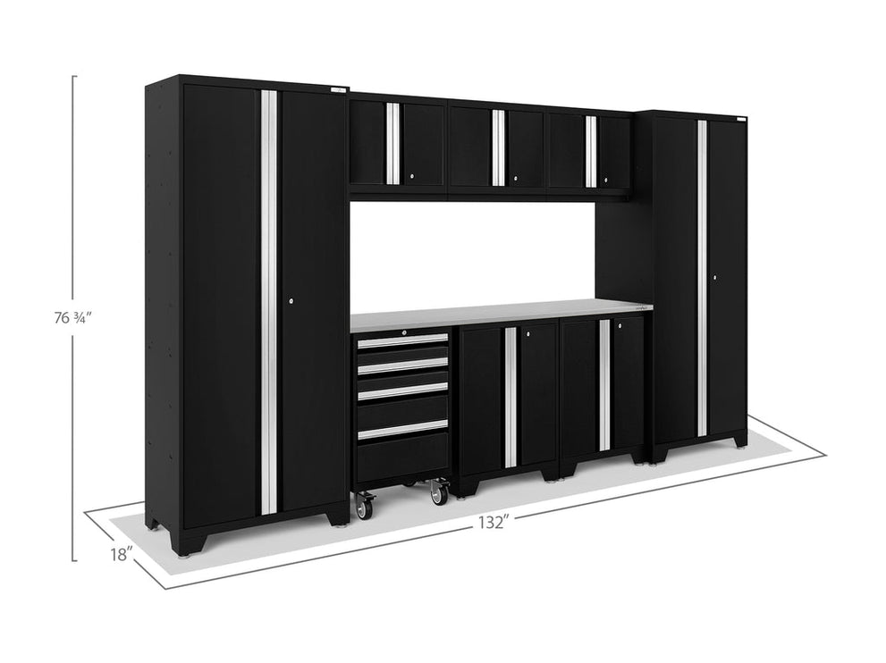 NewAge | Bold Series 9 Piece Cabinet Set with 2 Base, Tool, Wall Cabinets and 30 in. Lockers