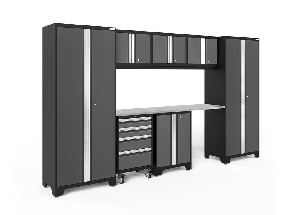NewAge | Bold Series 8 Piece Cabinet Set with Tool, Base, Wall Cabinets and 30 in. Lockers