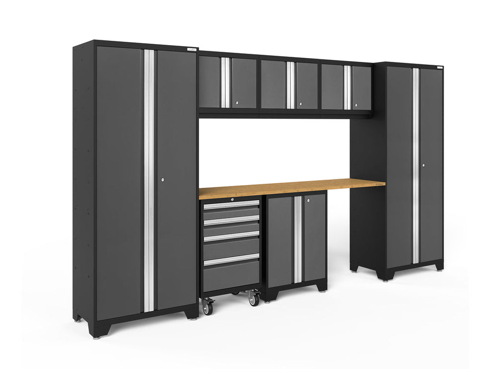 NewAge | Bold Series 8 Piece Cabinet Set with Tool, Base, Wall Cabinets and 30 in. Lockers