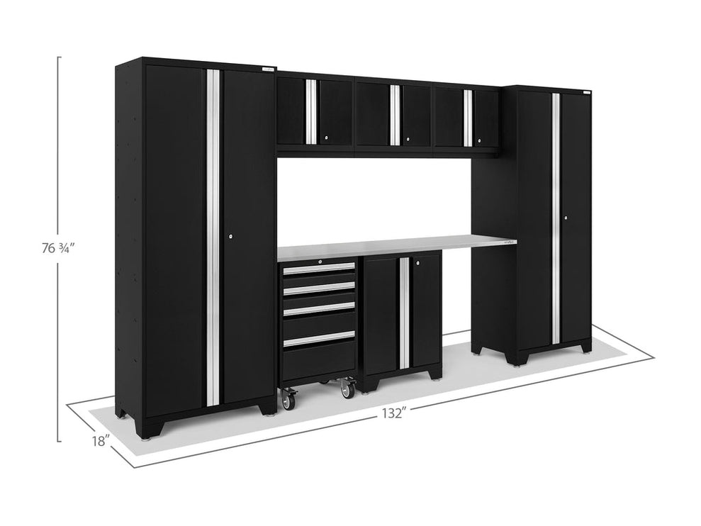 NewAge | Bold Series 8 Piece Cabinet Set with Tool, Base, Wall Cabinets and 30 in. Lockers