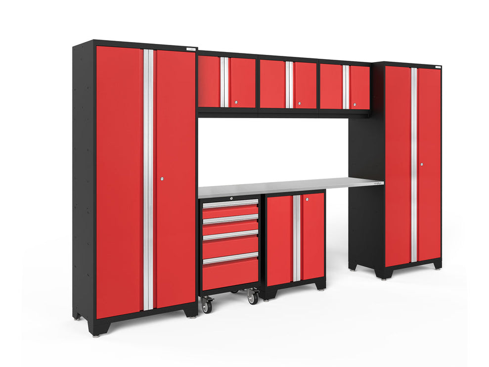 NewAge | Bold Series 8 Piece Cabinet Set with Tool, Base, Wall Cabinets and 30 in. Lockers