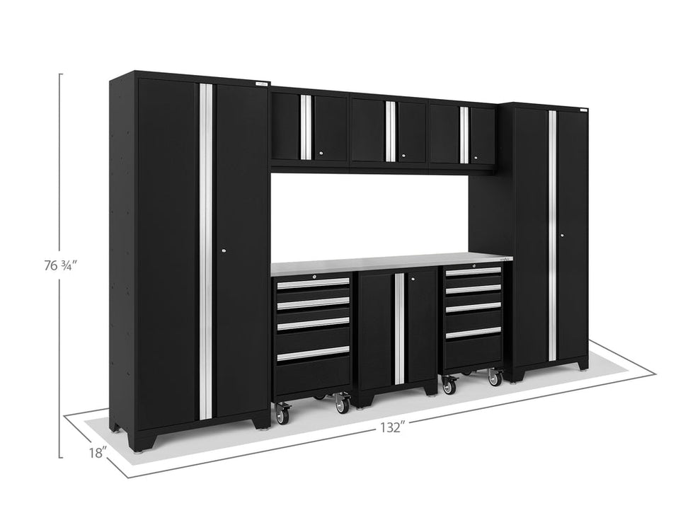 NewAge | Bold Series 9 Piece Cabinet Set with 2 Tool, Base, Wall Cabinets and 30 in. Lockers