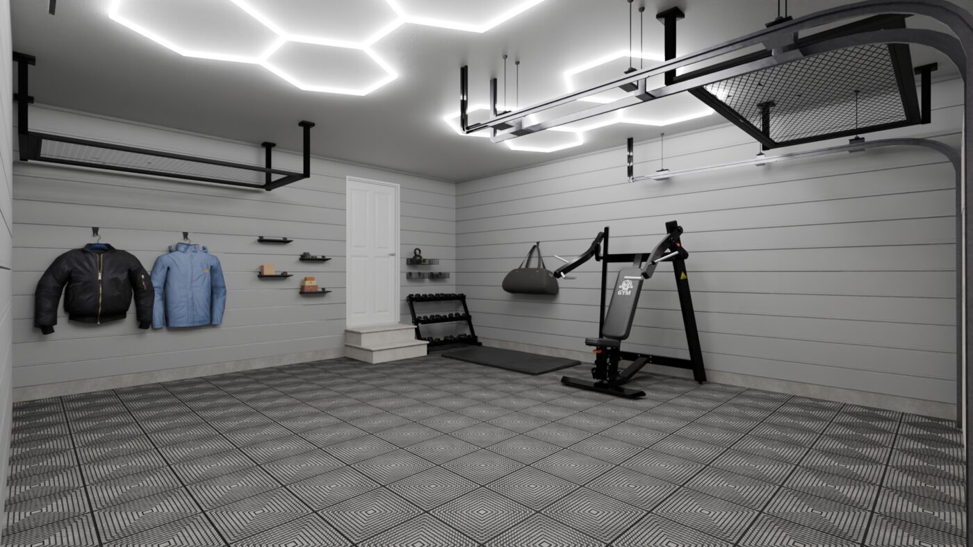 Garage gym concept render